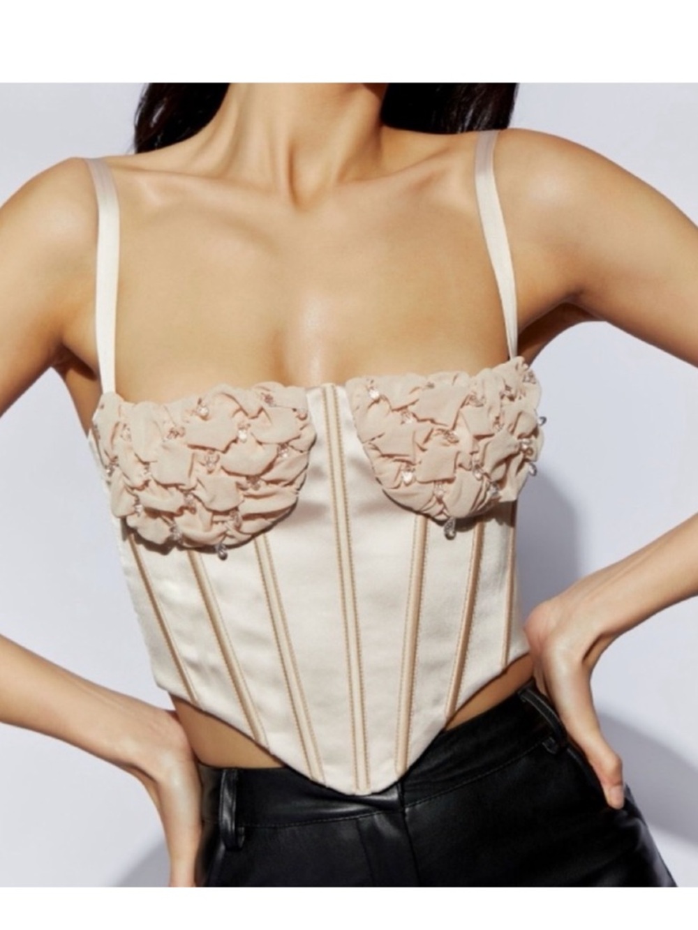 Meshki Champagne Kristy Shirring Bust Corset Top